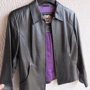 Harley Davidson Womens Jacket M Dressy BRILLIANCE Black Leather SILK Lined